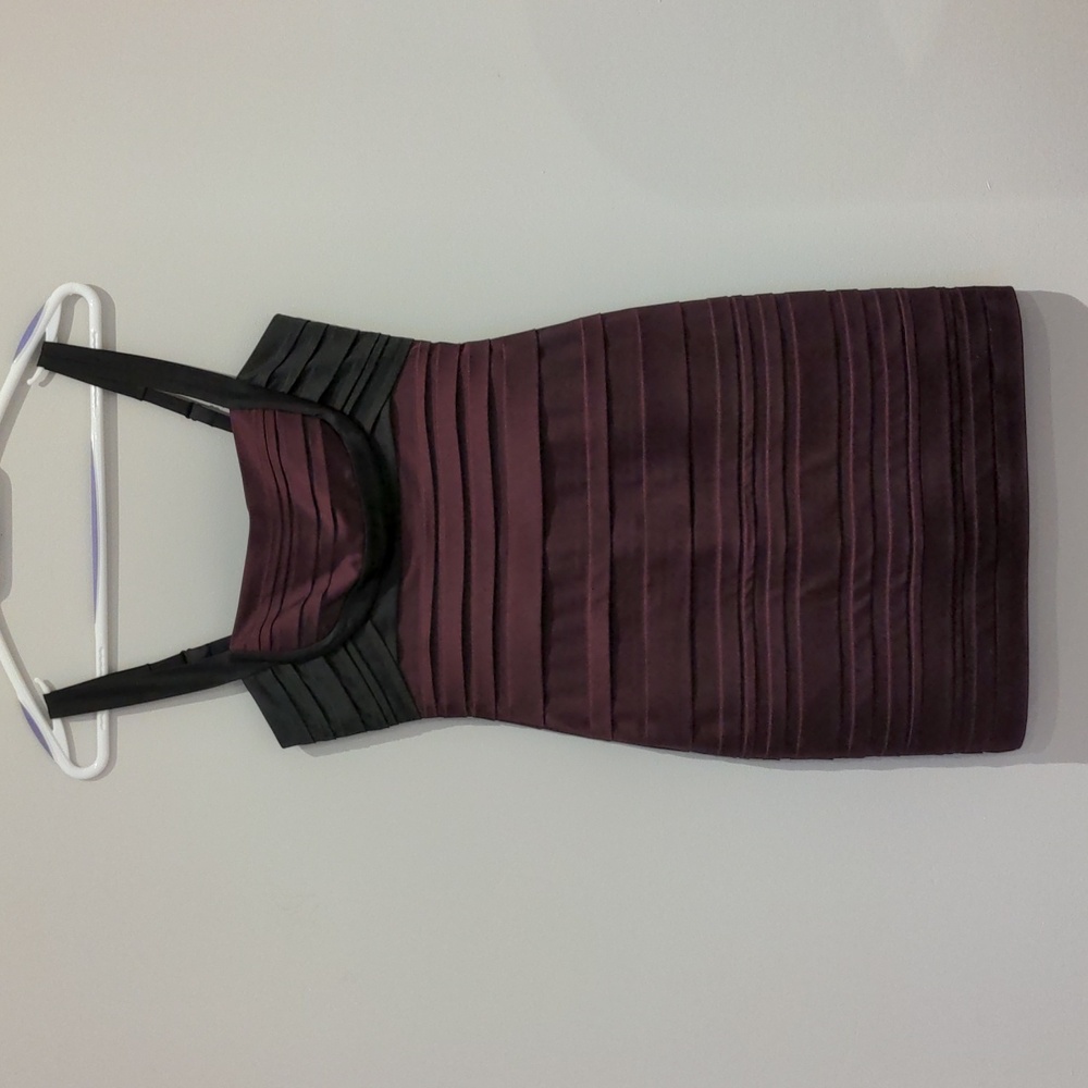 BCBG Max Azria Black Purple Bandage Bodycon Dress Wedding Formal Party Size 4
